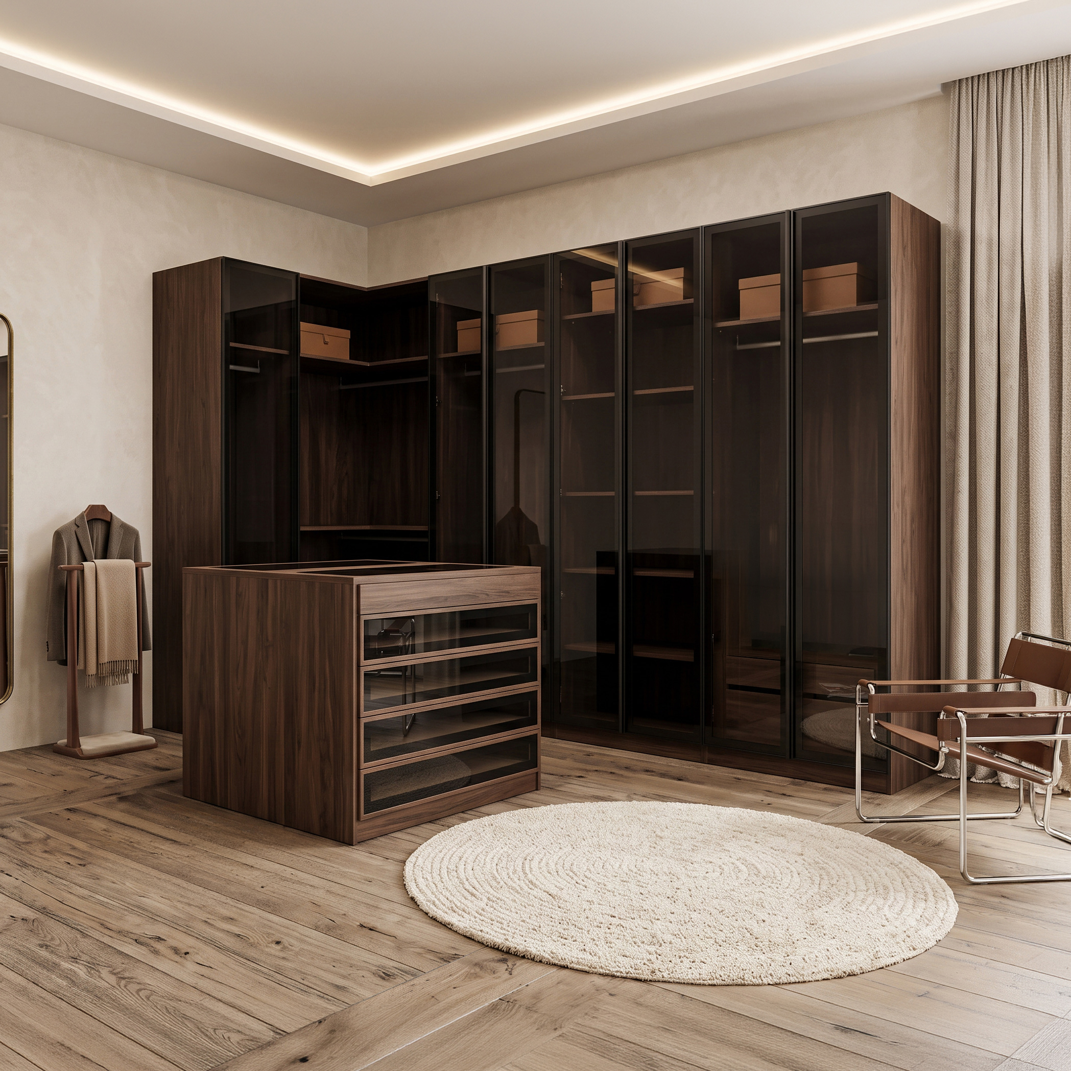 Walk In Wardrobe – Dark Walnut