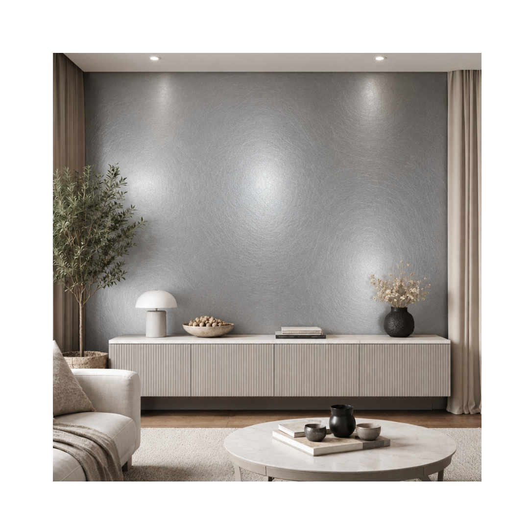 Decorative Wall Panel – SPC Metal Texture Silver