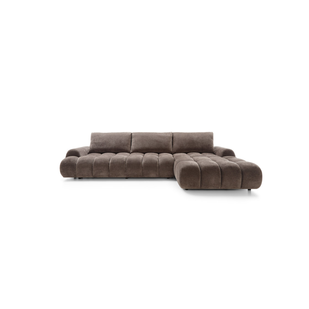 Corner Sofa Right with Sleep & Storage – Brown