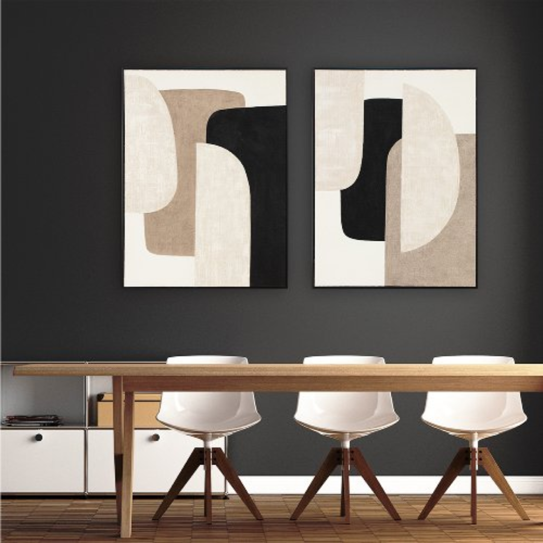 Shaping Hygge 2 Acrylic Painting Black Frame - 90x120 cm