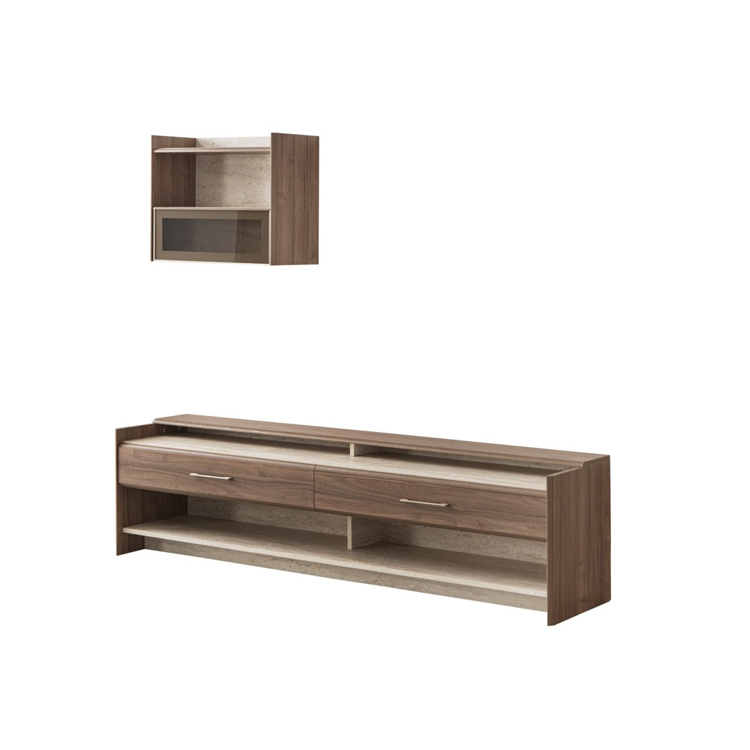 Bilbao TV Unit – Walnut/Travertene