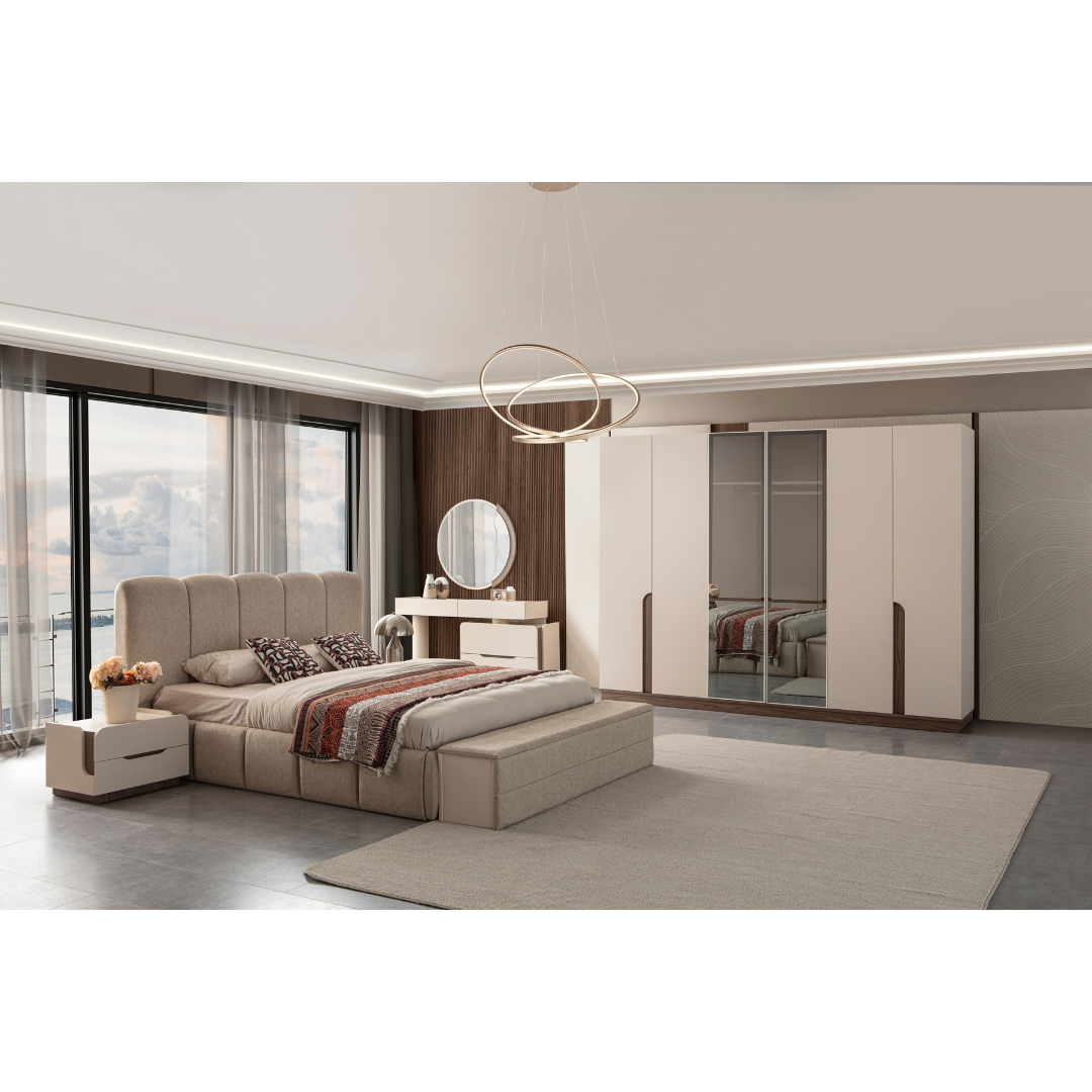 Bedroom Set  200x180cm - Cream & Bronze