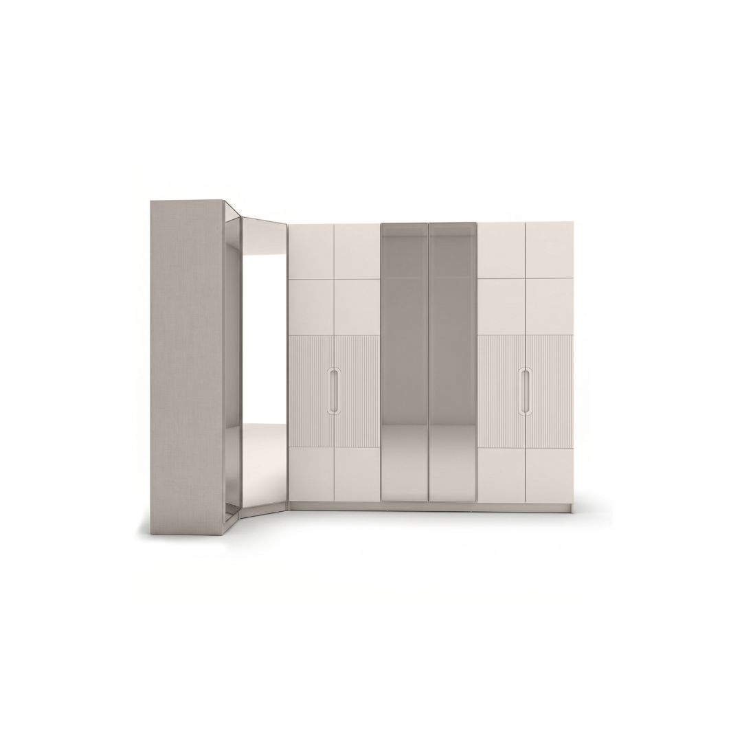 L-Shaped Wardrobe Set – Sand Beige