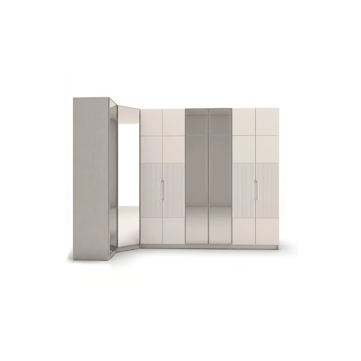 L-Shaped Wardrobe Set – Sand Beige image 1