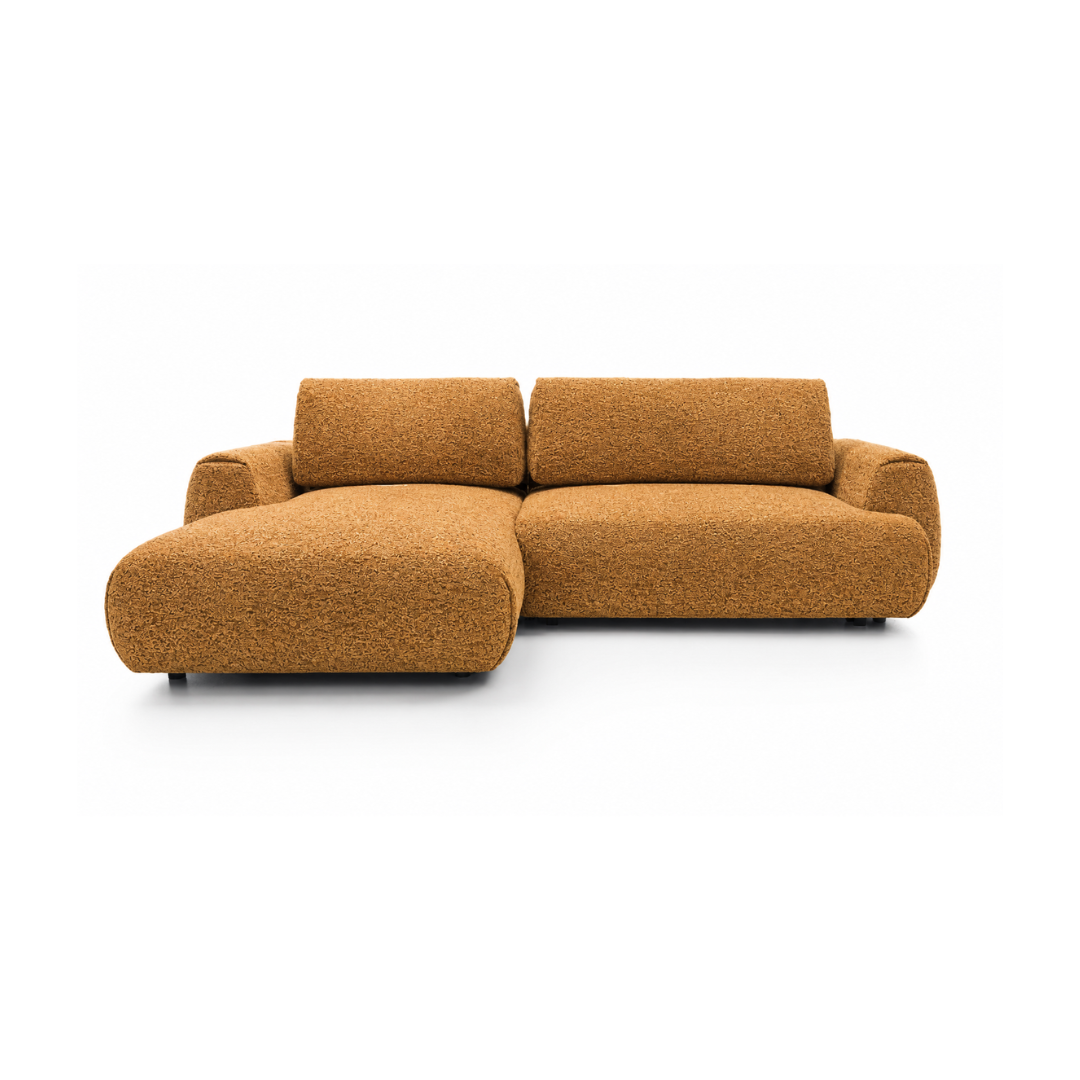 Corner Sofa Left with Sleeper & Storage- Orange
