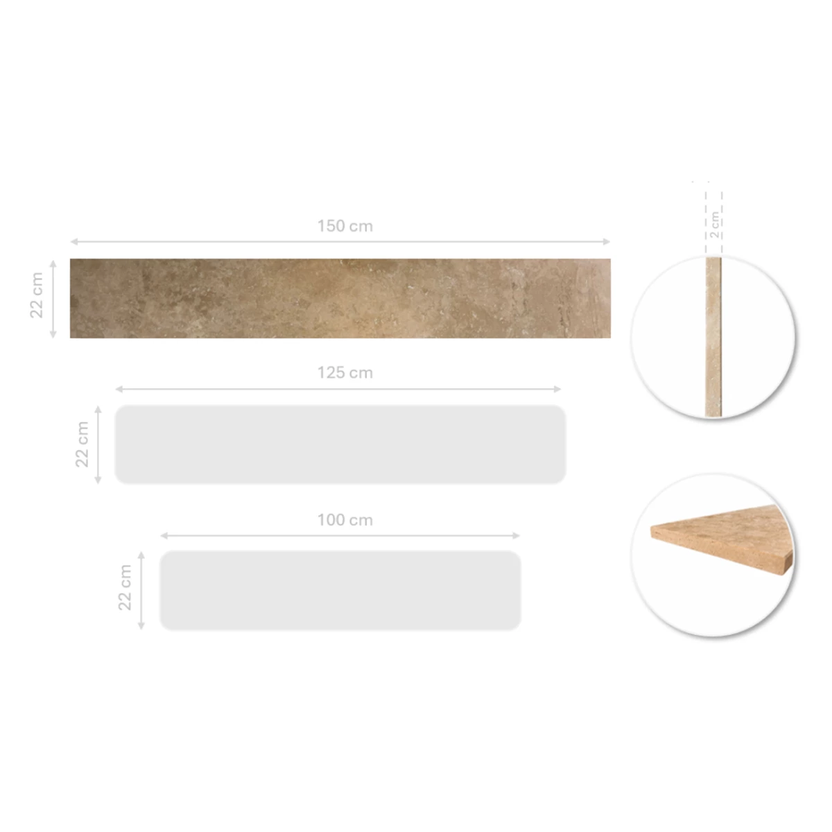Sills Travertine 2cm CC Honed & Filled – 150x22cm image 1