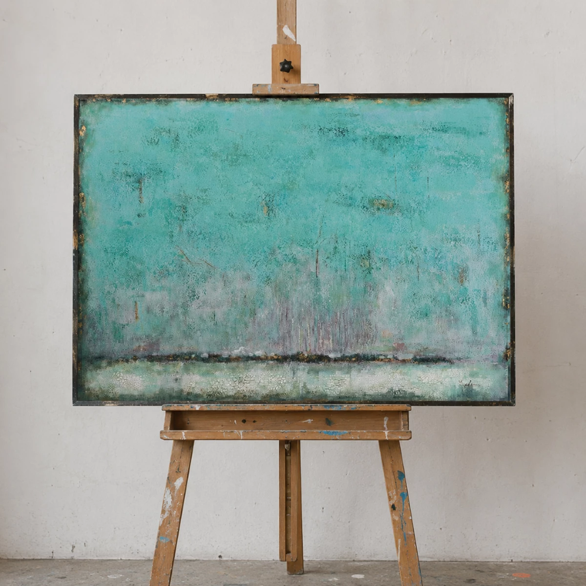 Harmony in Turquoise Acrylic Painting - 100x140 cm image 1