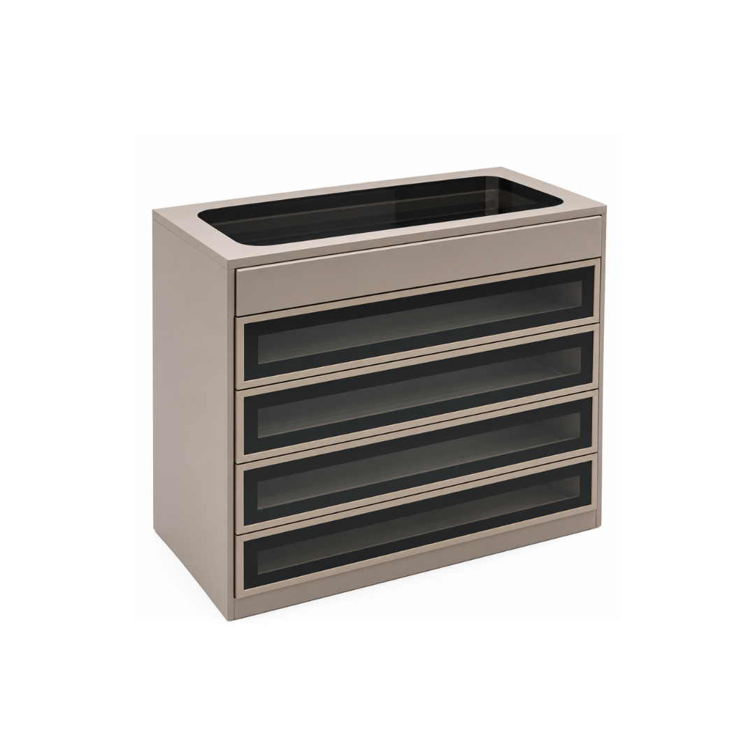 Island Drawer 4 Pcs Glass Front - Taupe