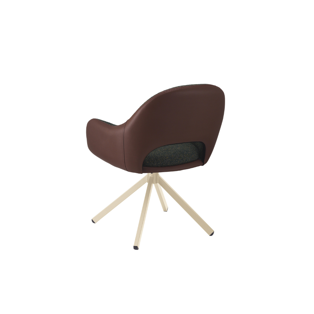 Chair –Green & Brown Swivel Rectangle – Cream