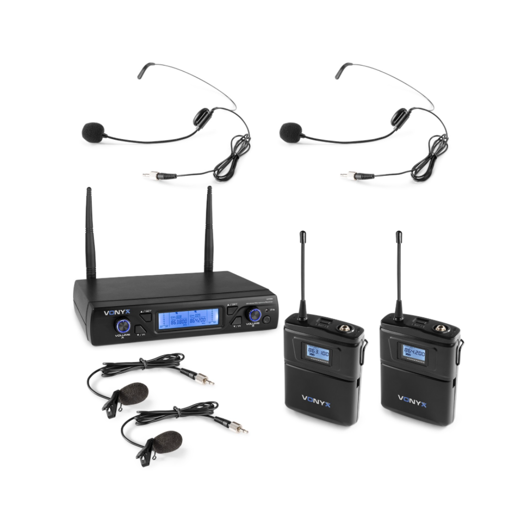 Wireless Microphone UHF 16Ch with 2 Bodypacks