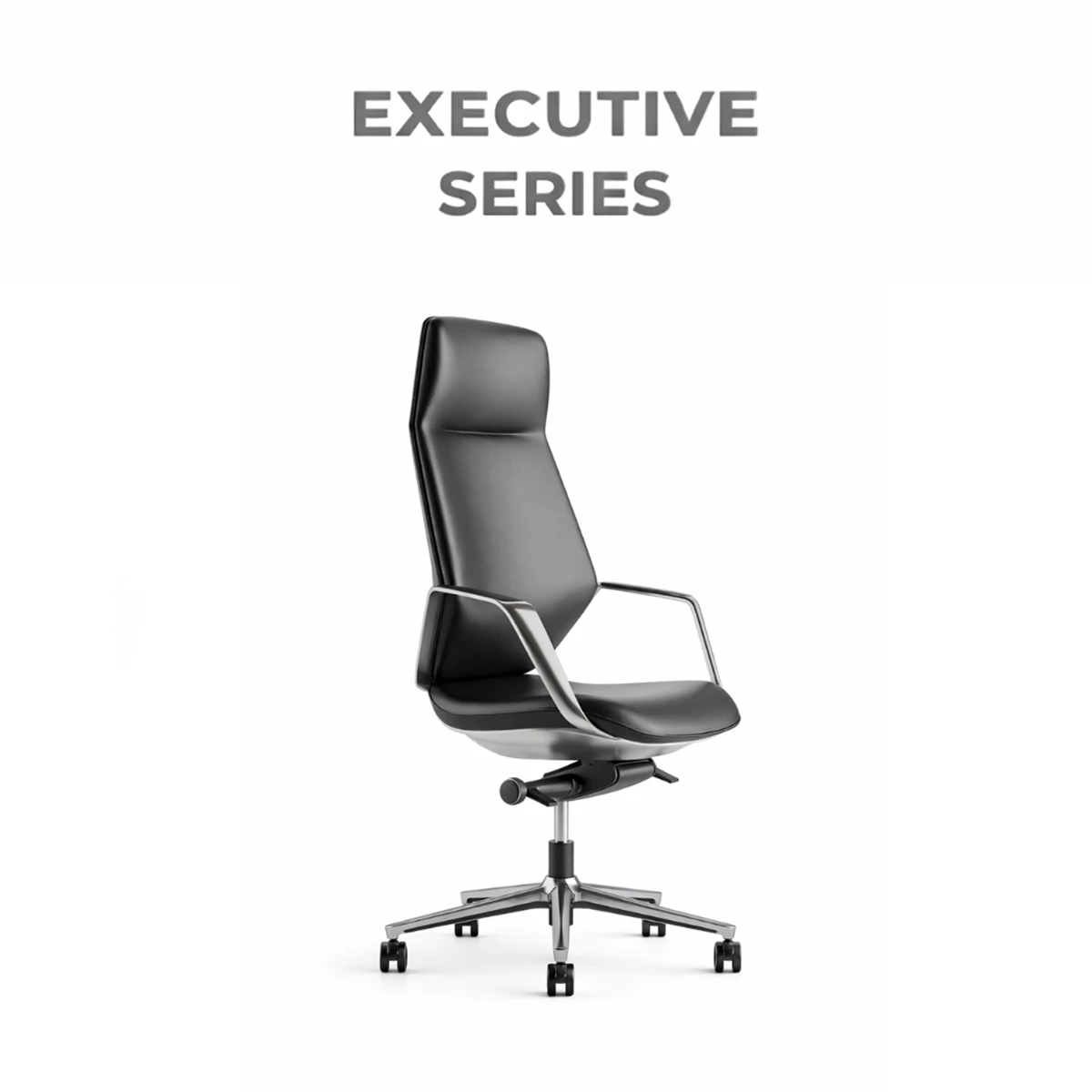 Office Chair Aluminium & Leather – Black image 1