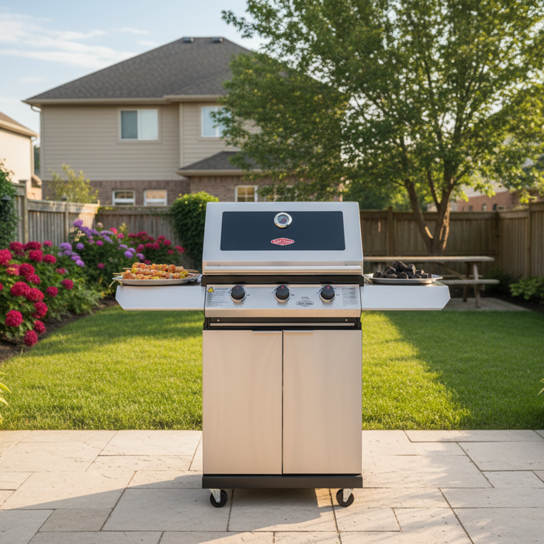 3 Burner BBQ With Trolley