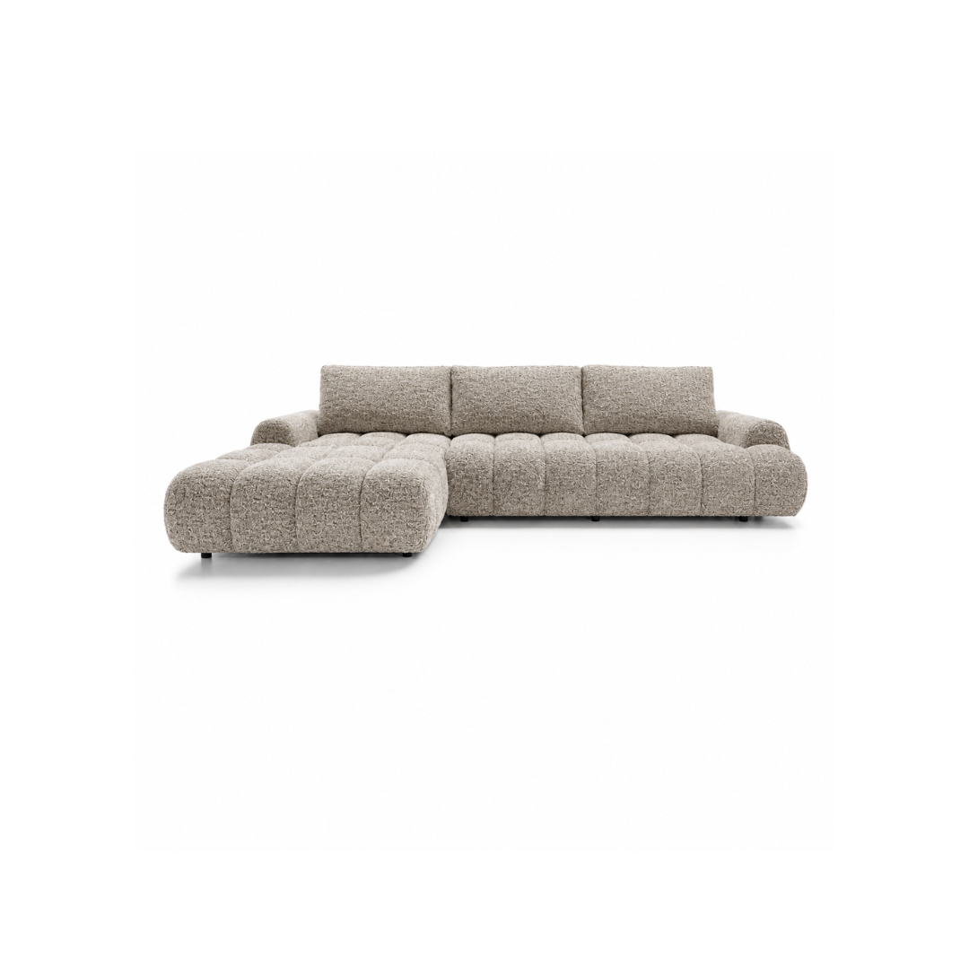 Corner Sofa Left with Sleep & Storage – Light Beige
