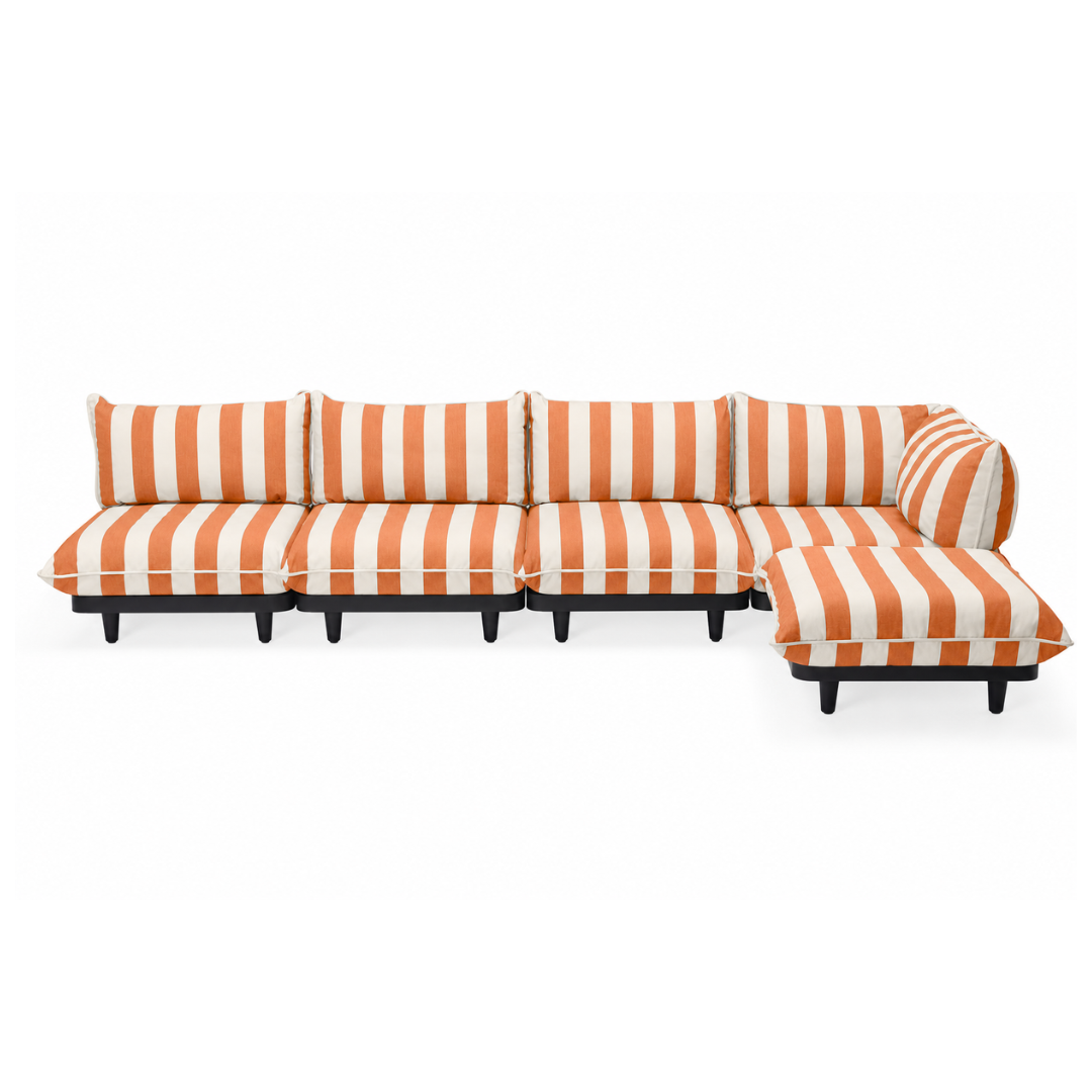 Modular Outdoor Sofa Set – Stripe Orange - Creme