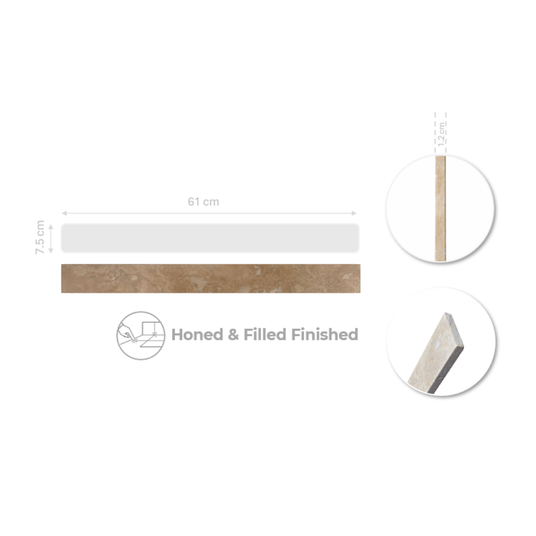 Skirting Travertine CC 1.2cm Honed & Filled – 61x7.5cm