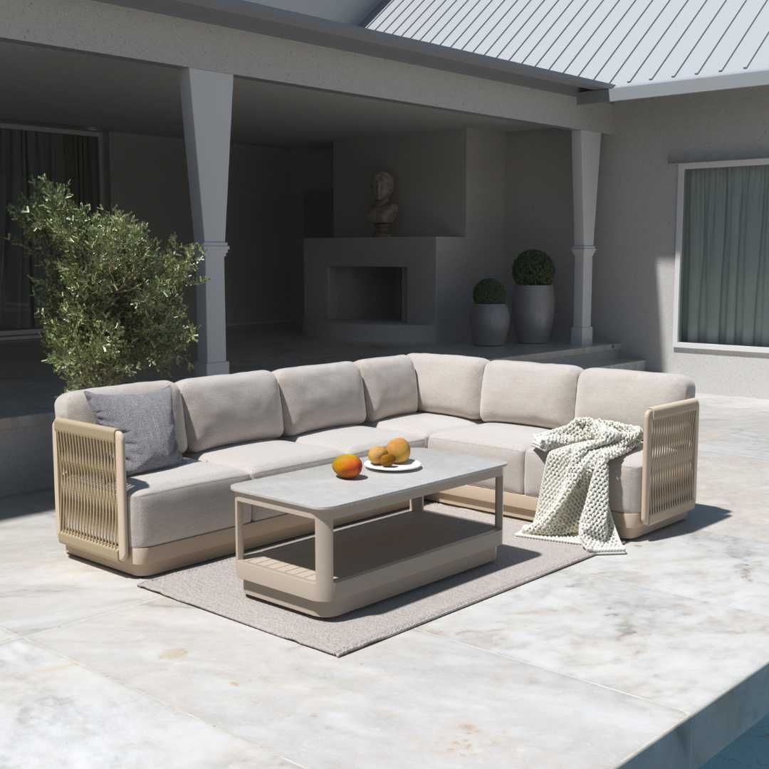 Reversible Garden Corner Sofa Set Of 3 - Champagne