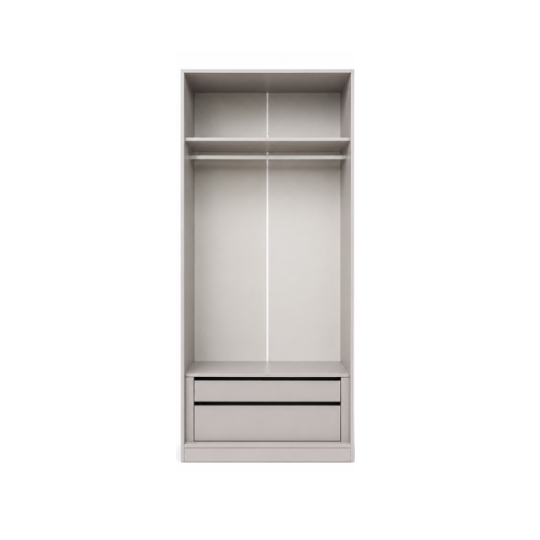 Wardrobe 80x240 – Shelves, Hanging Rail & Drawer - Taupe