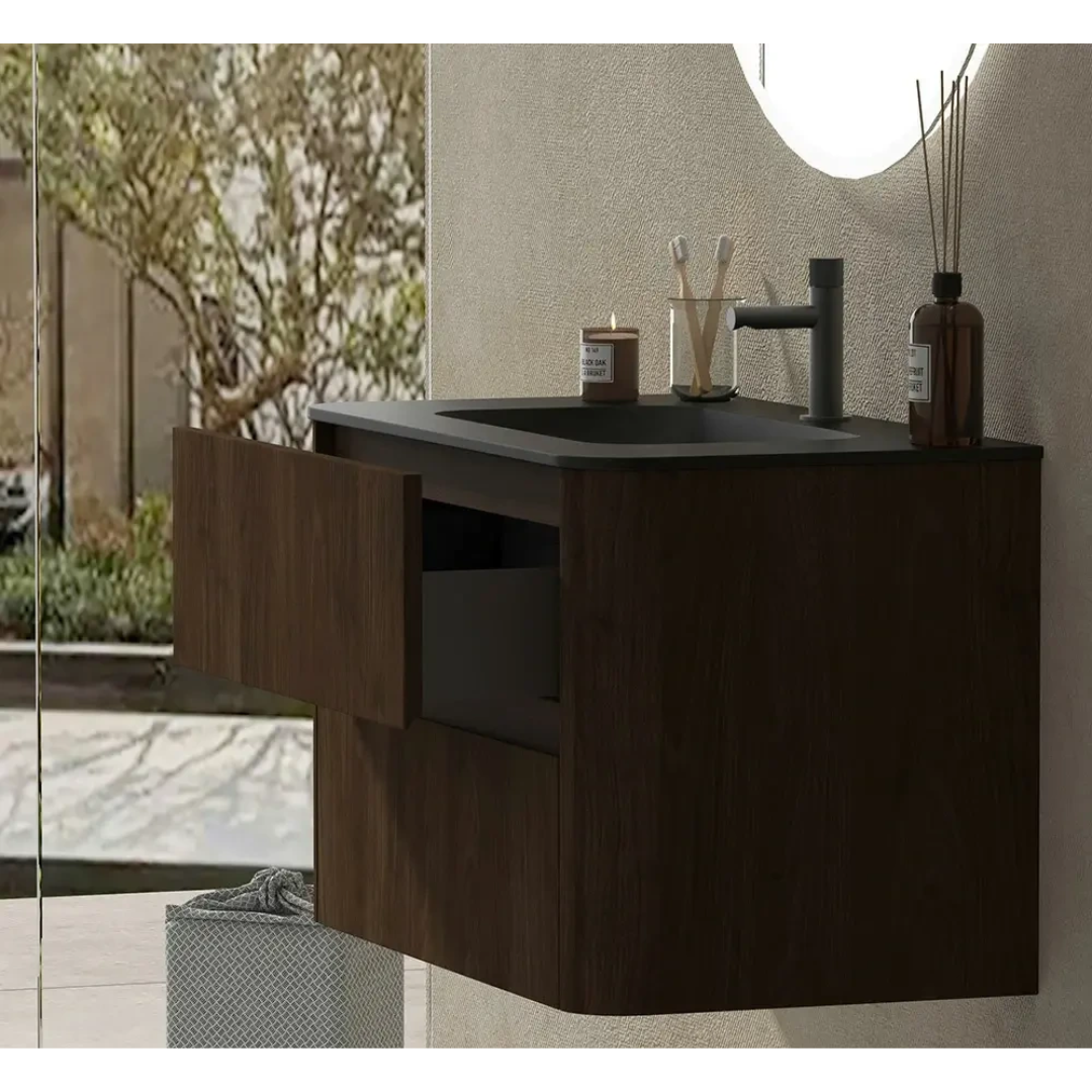 Bathroom Vanity – Matt Black Ceramic Basin & Mirror