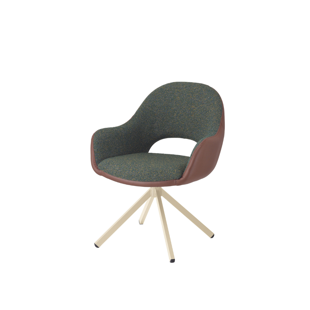 Chair –Green & Brown Swivel Rectangle – Cream