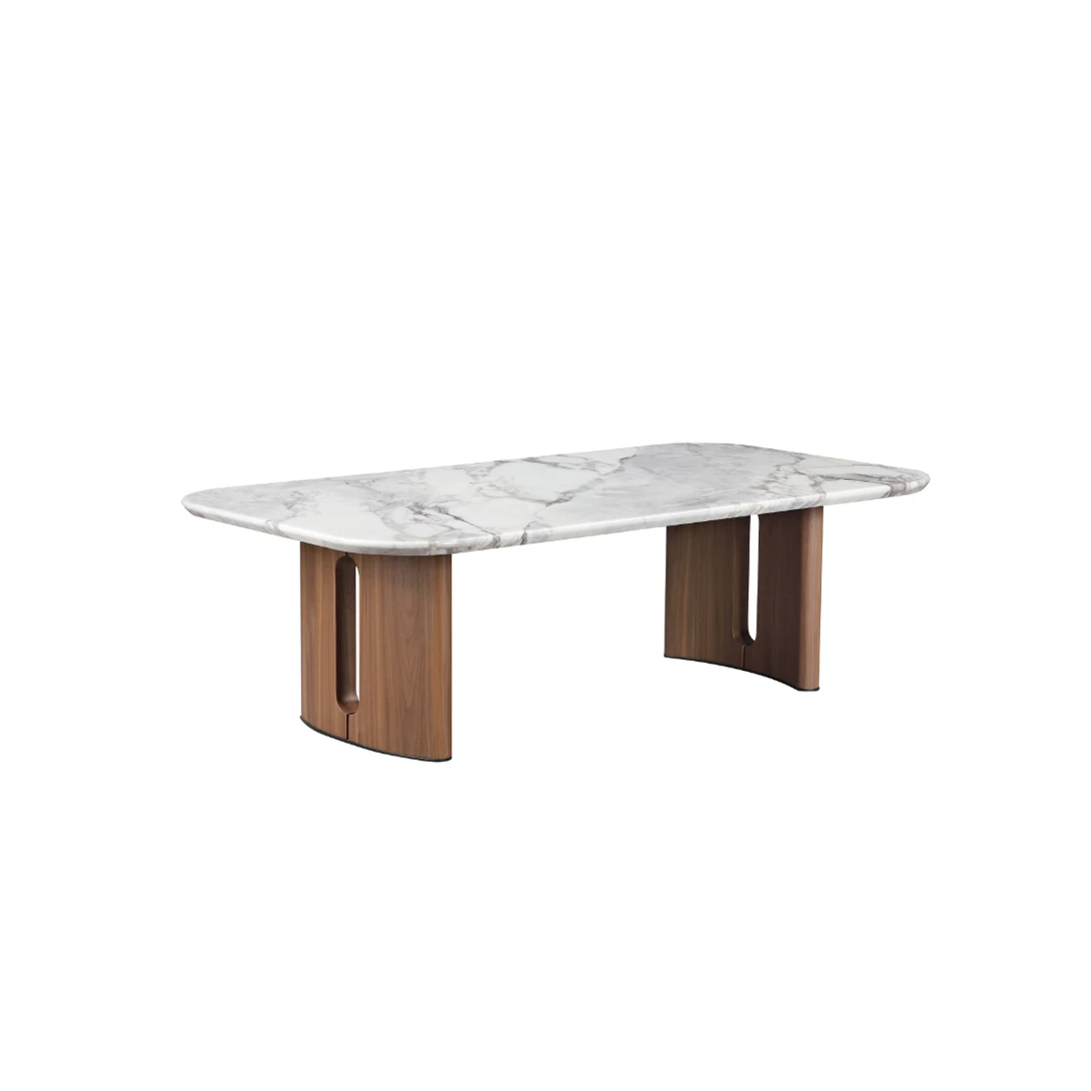 Coffee Table 130x70x40 cm - Ceramic Marble Top with Walnut Base image 1
