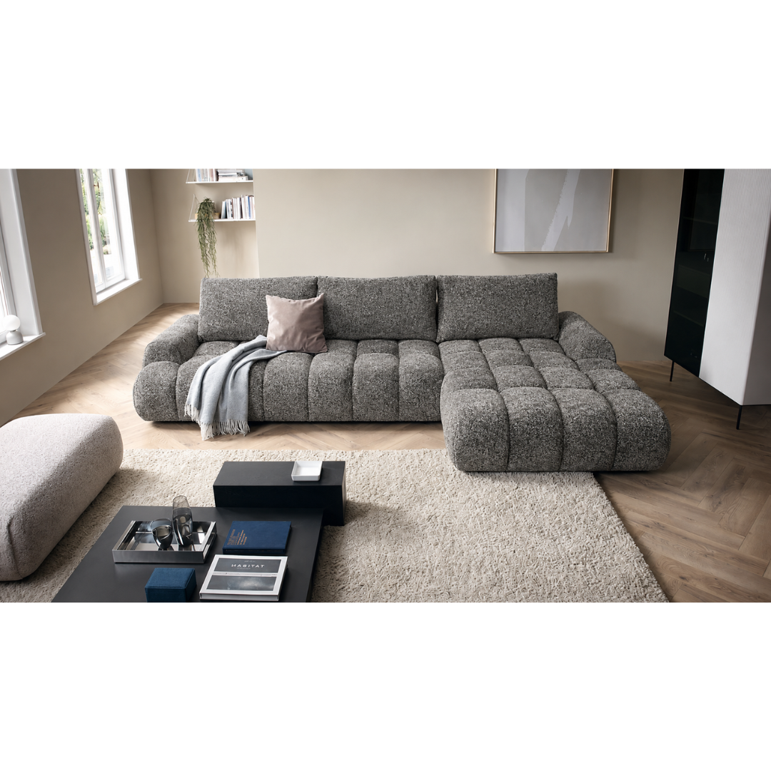 Corner Sofa Right with Sleep & Storage – Grey