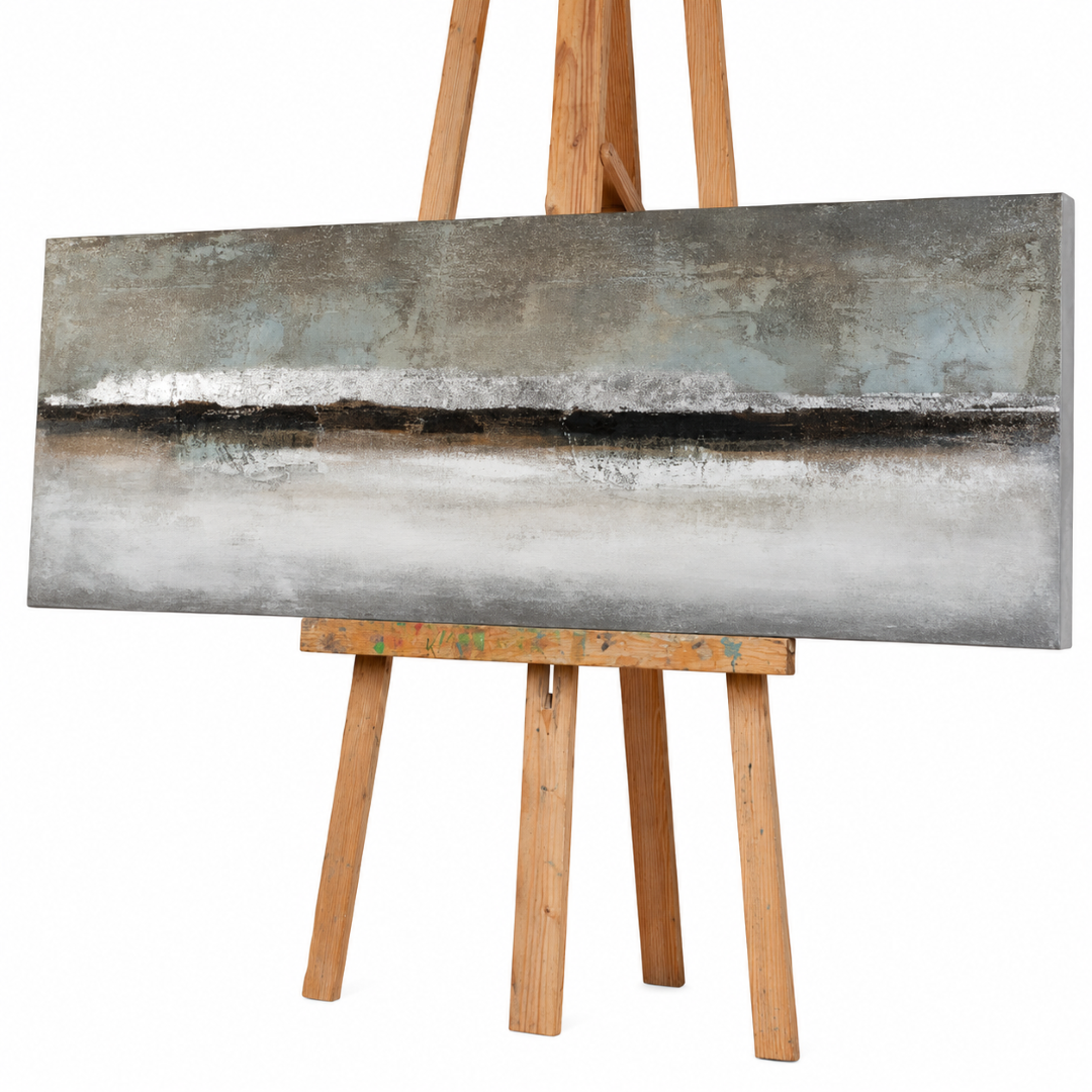 Composition in Grey & Silver Acrylic Painting - 50x150 cm