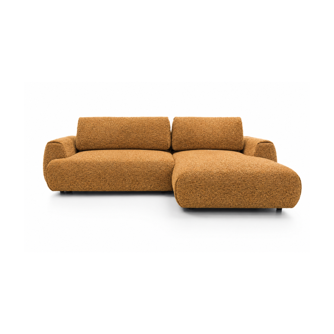Corner Sofa Right with Sleeper & Storage -Orange