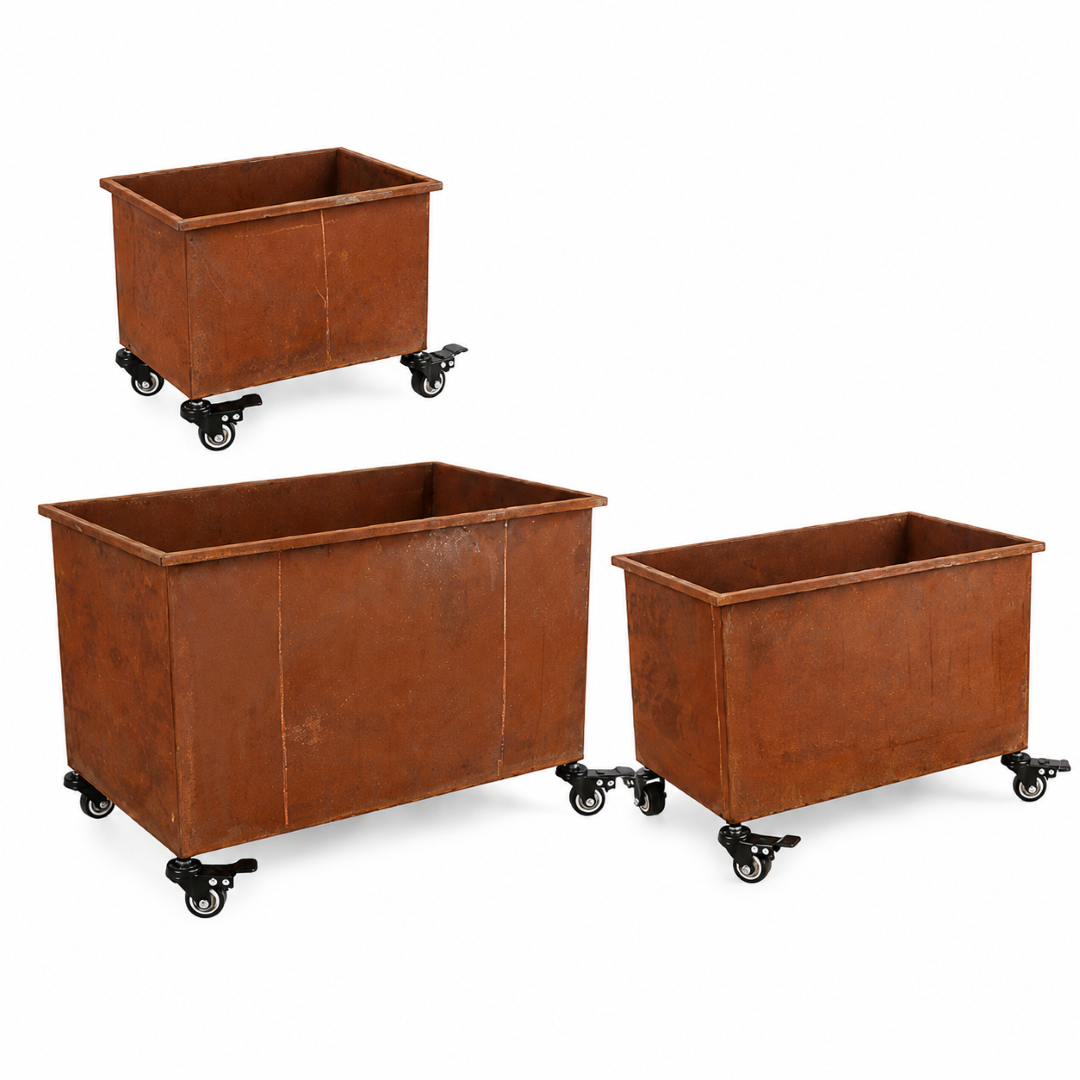Rectangular Flower Holder Set of 3 - Rusty