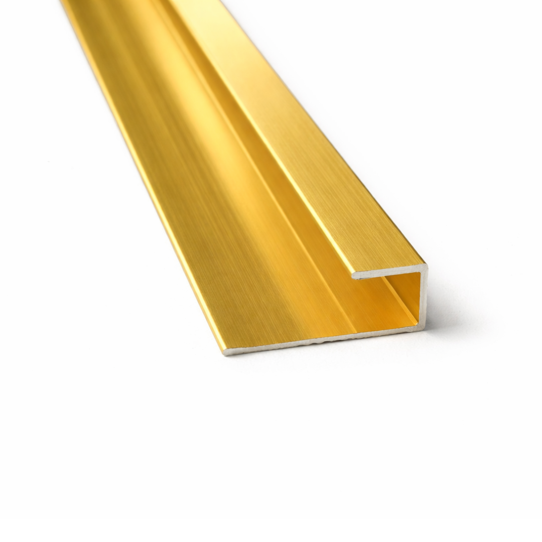 Aluminium J-Shaped Panel Trim - Gold