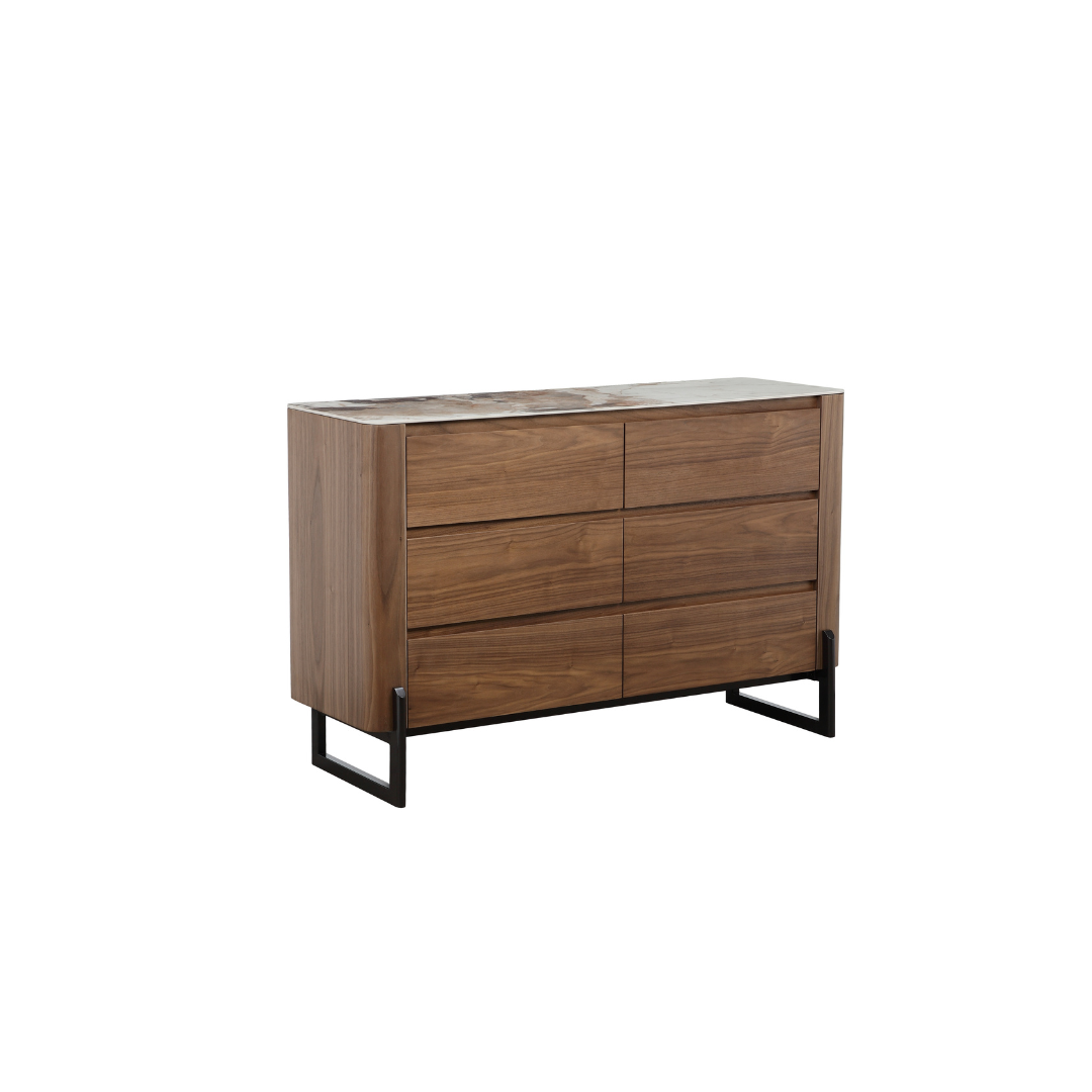 Wide Chest Walnut Veneer Wide with Ceramic Top
