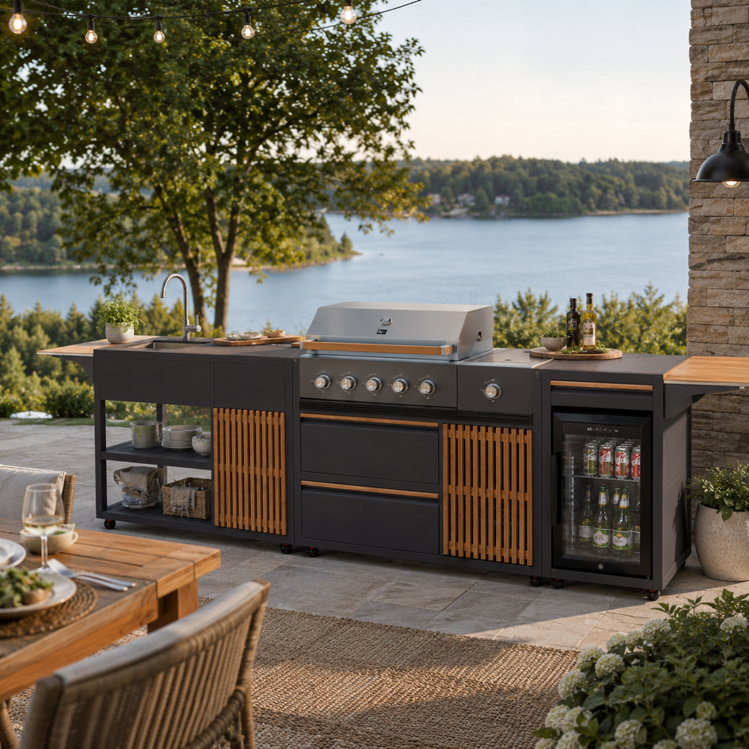 Outdoor Kitchen 3 in 1 with Fridge,  Chef Worktop and Grill