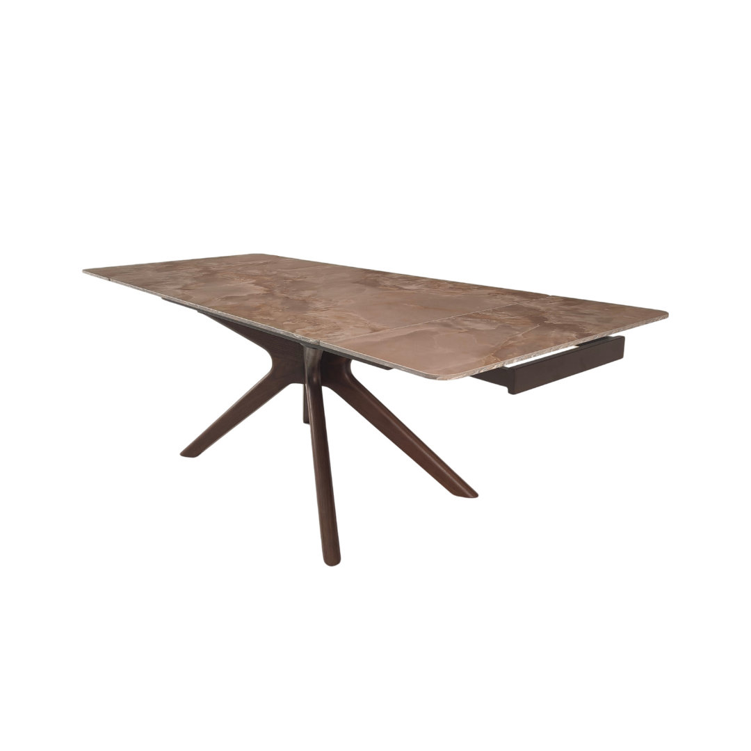 Extension Table 160(+40+40)x90x76 – Gloss Amber Jade/Brown/Dark Brown Walnut