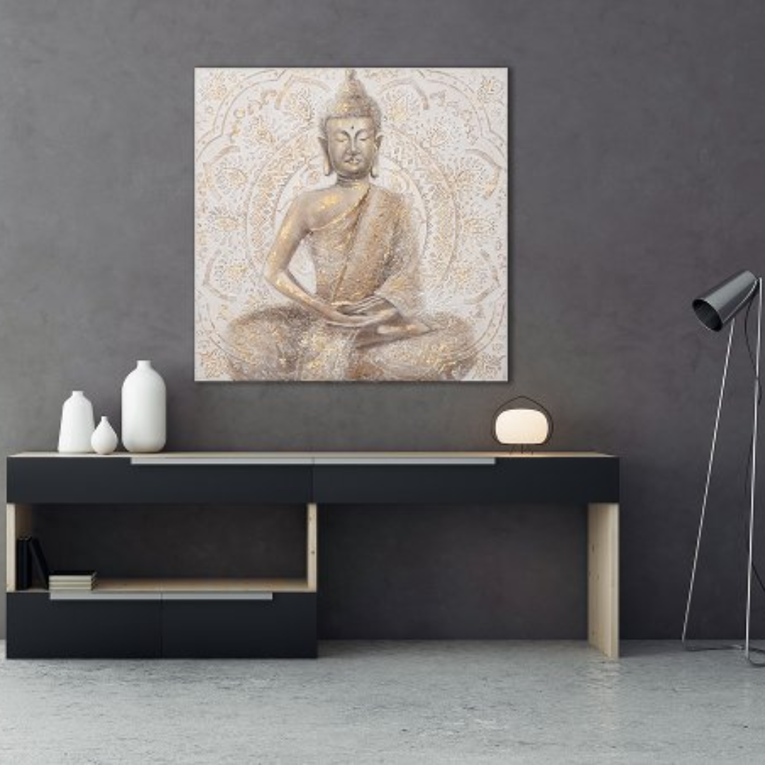 Golden Buddha Acrylic Painting - 100x100 cm