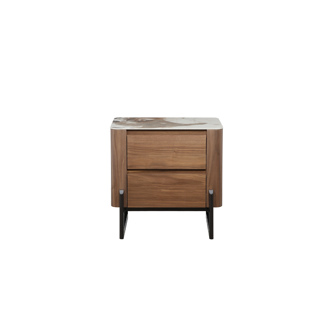 Bedside Table with Ceramic Top and Walnut Veneer