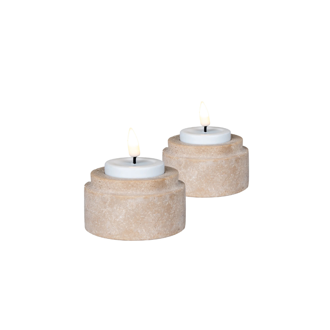 Tealight Holder Set of 2 – Natural Travertine