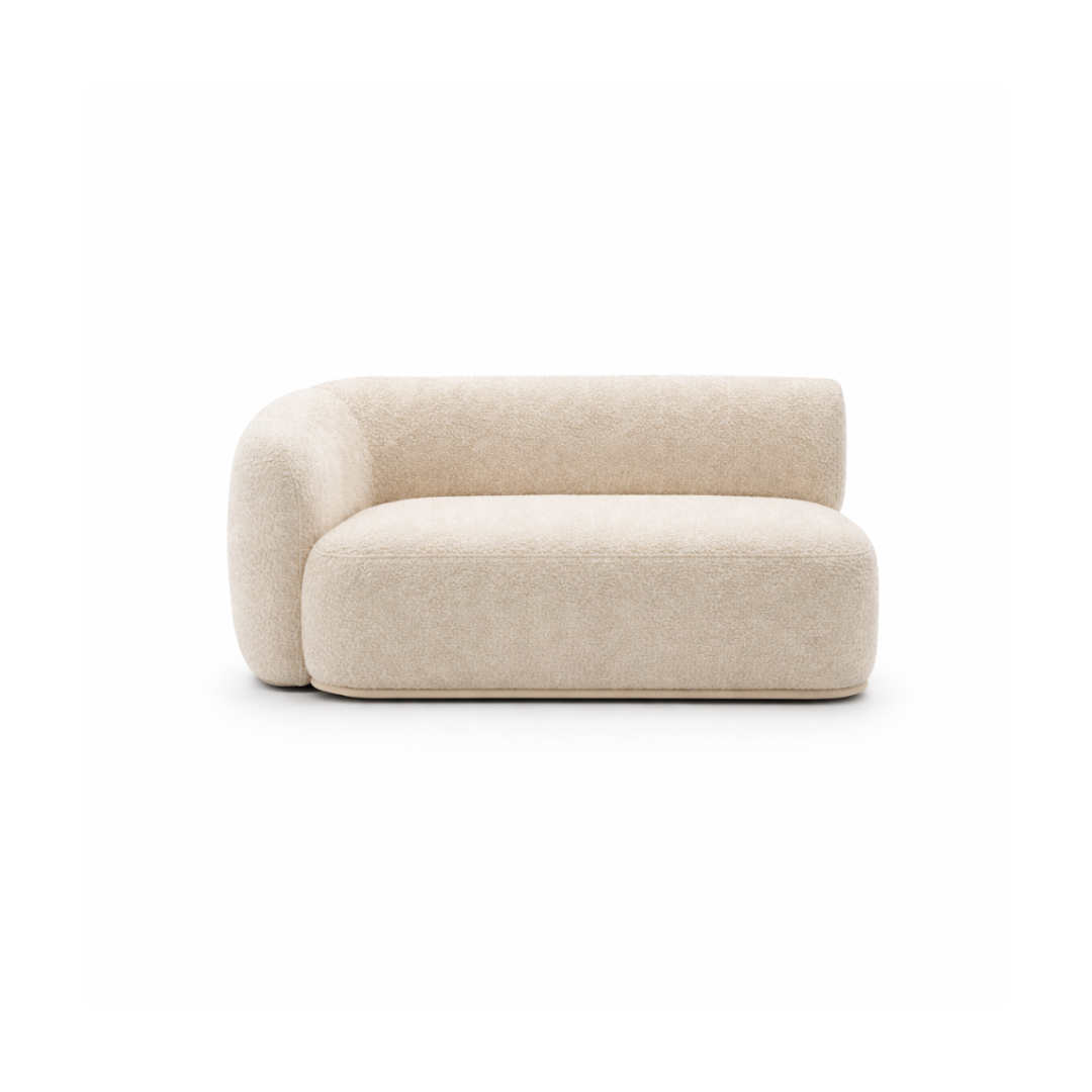 Modular Corner Curved Sofa Left – Warm Light Beige