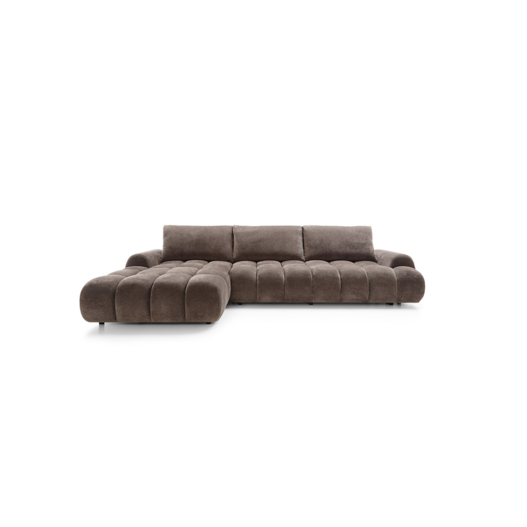 Corner Sofa Left with Sleeper & Storage – Brown