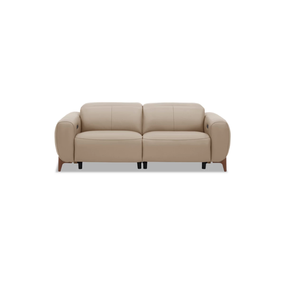 2 Seater Sofa with Electric Recliner & Lumbar Support  – Wooden Legs Warm Beige image 1