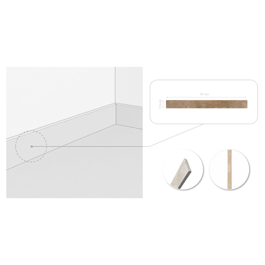 Skirting Travertine CC 1.2cm Honed & Filled – 61x7.5cm