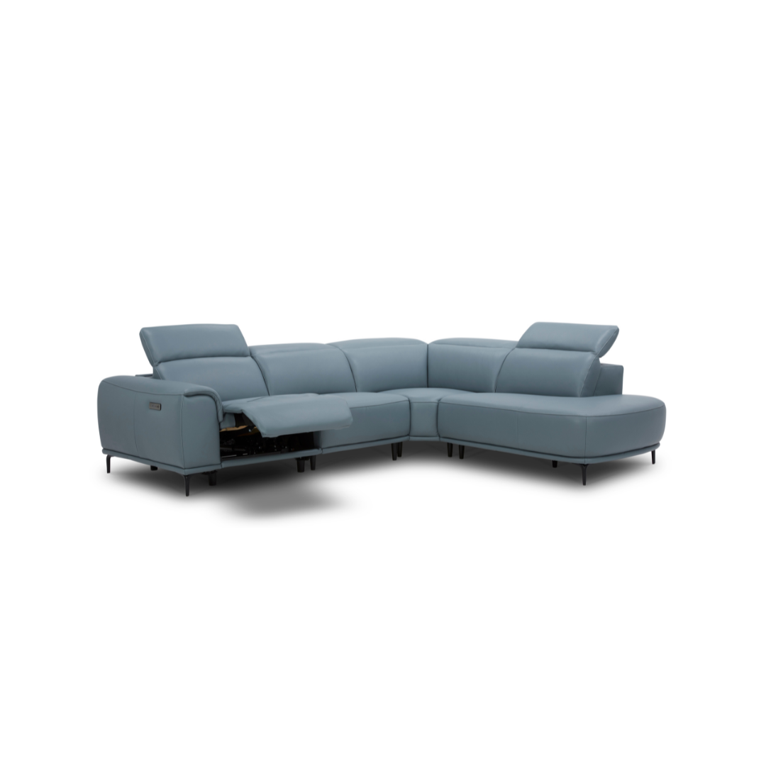 Corner Sofa Electric Recliner & Lumbar Support (Left Arm Facing) Blue.