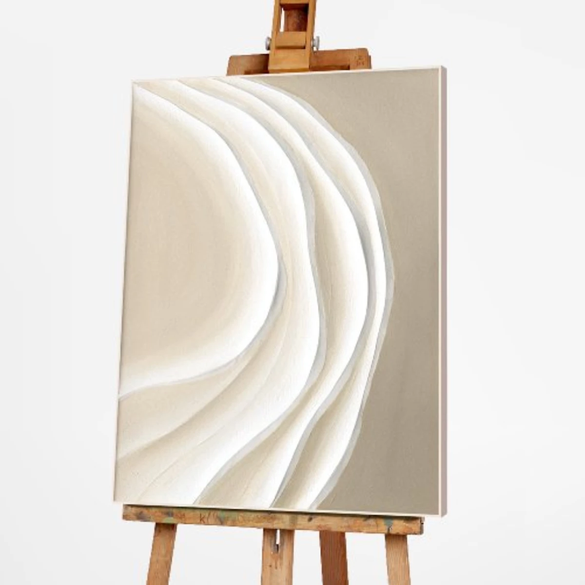 Sandy Waves Acrylic Painting Warm White Frame - 80x100 cm image 1