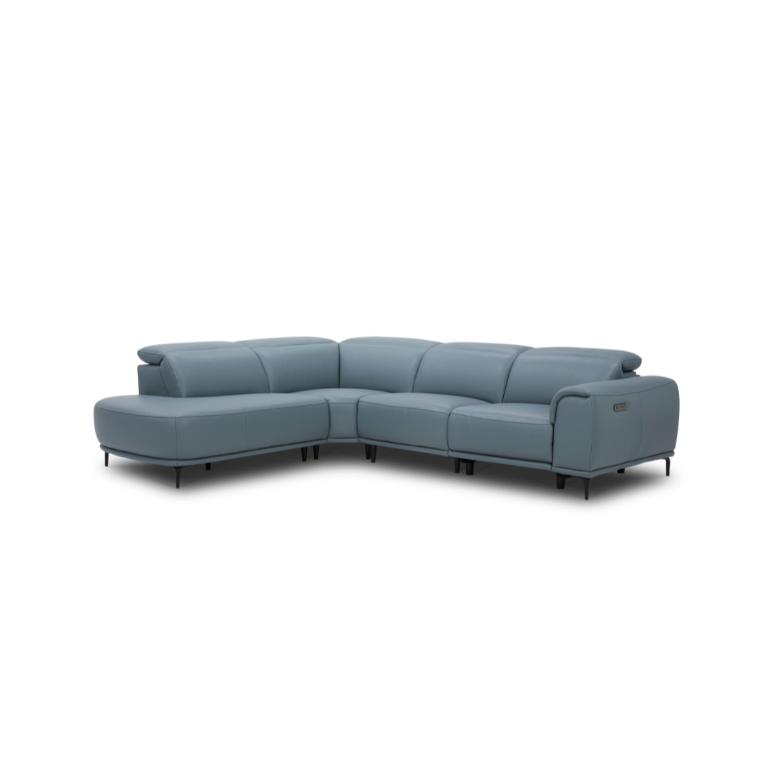 Corner Sofa Electric Recliner & Lumbar Support (Right Arm Facing) Blue.