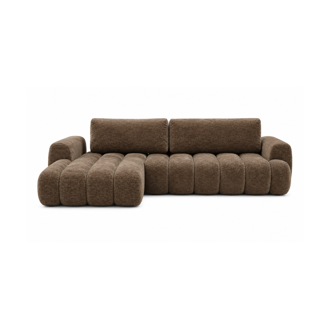 Corner Sofa Left with Sleeper & Storage – light taupe