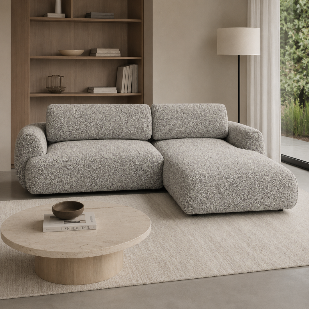 Corner Sofa Right with Sleeper – Light Grey