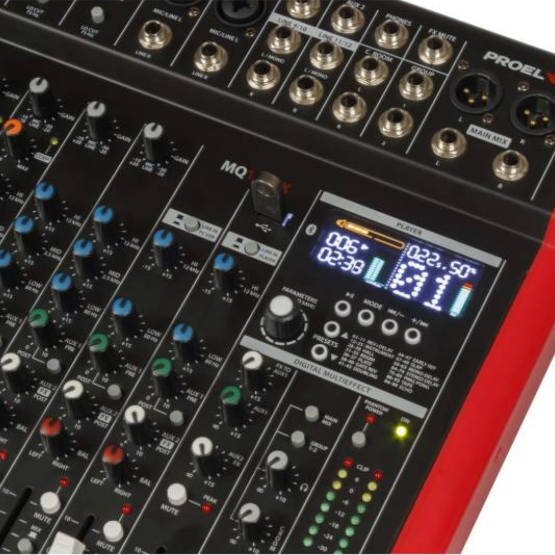 12-Input 4-Bus Mixer with Bluetooth, USB & Effects