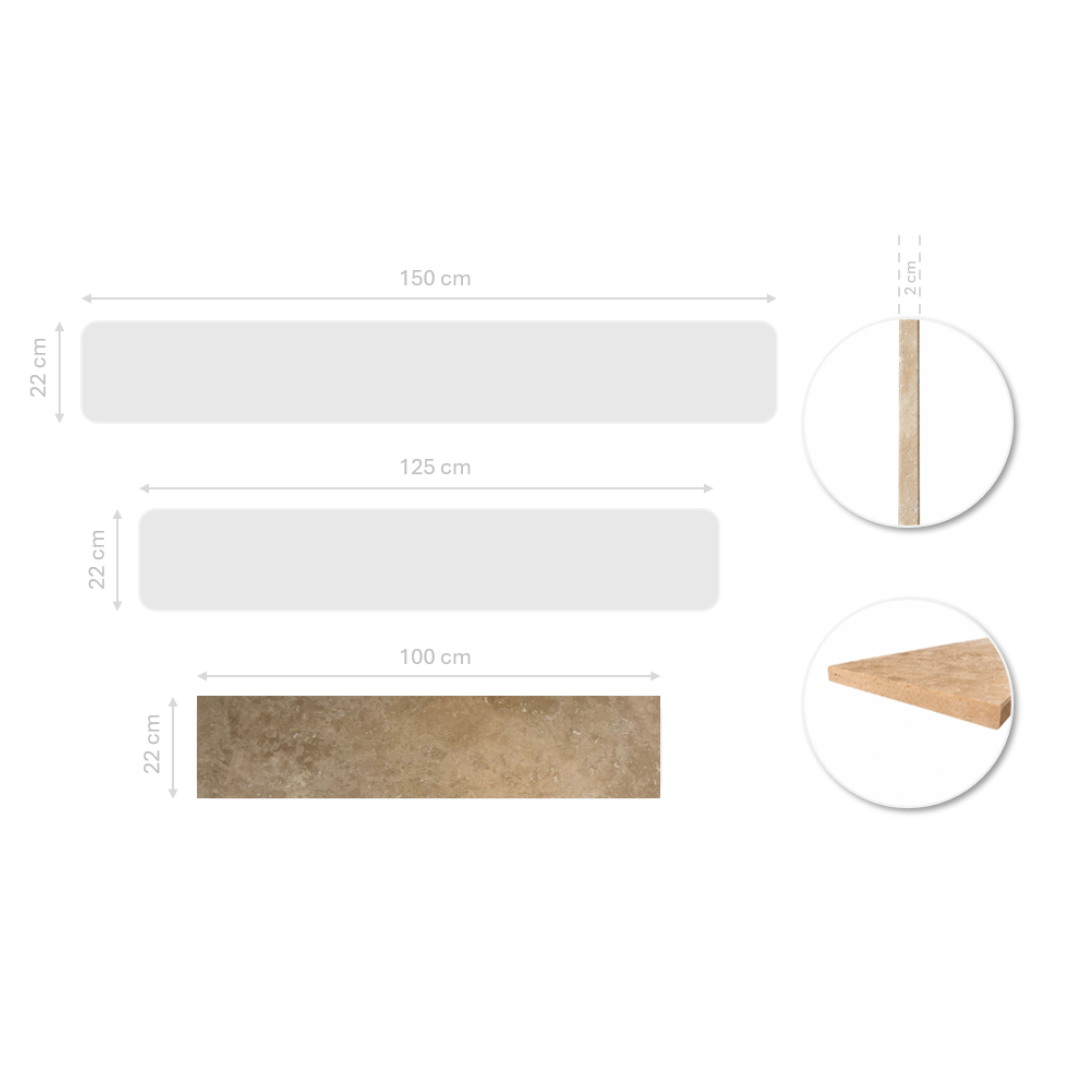Sills Travertine 2cm CC Honed & Filled – 100x22 cm