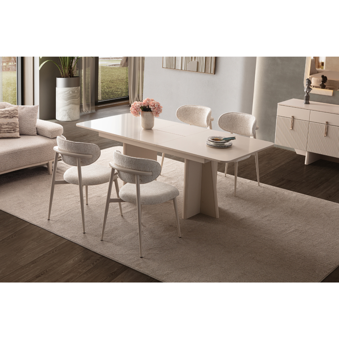 Dining Table W160-200 x D90 x H78 cm – Sand Beige