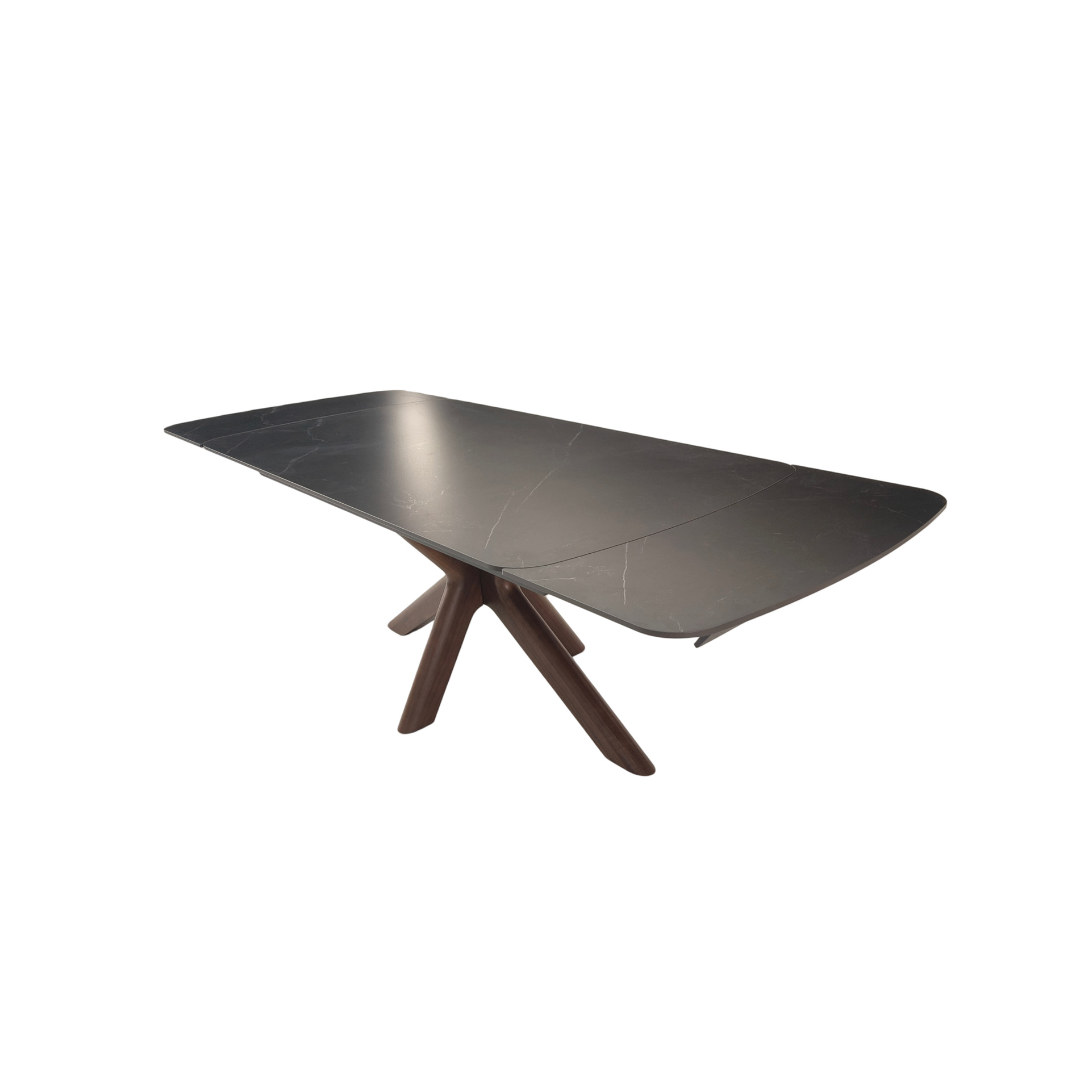 Extension Table W180/220/260 x D90 x H76 cm–Matt Black/Dark Brown Walnut