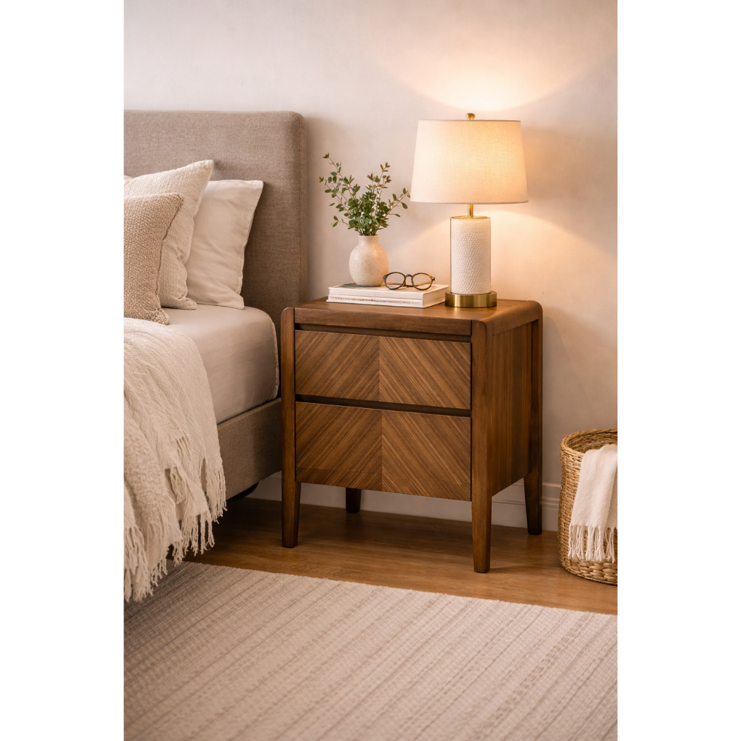 Natural Walnut Bed Side