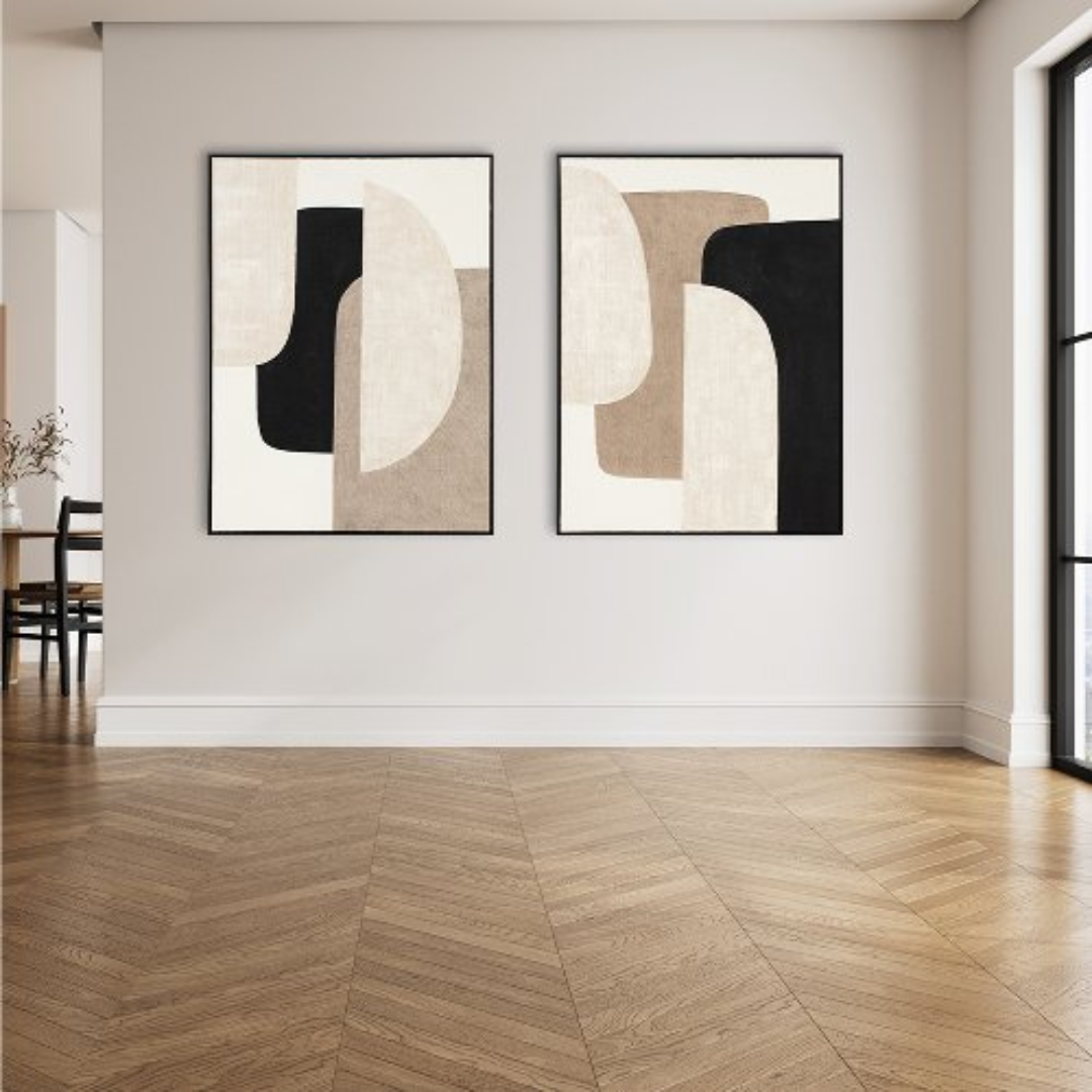 Shaping Hygge 1 Acrylic Painting Black Frame - 90x120 cm